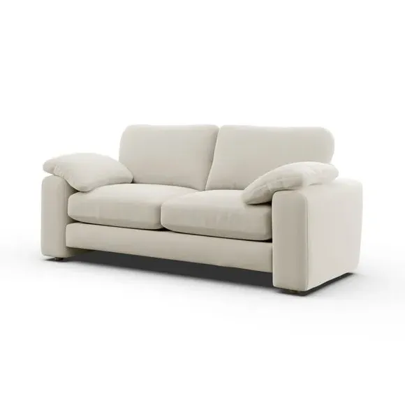 3-Seater Sofa with Feather Arms - Ivory, Fabric