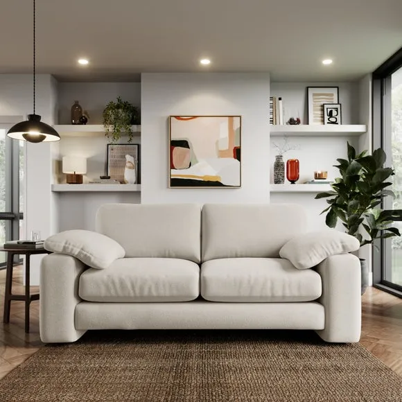 3-Seater Sofa with Feather Arms - Ivory, Fabric