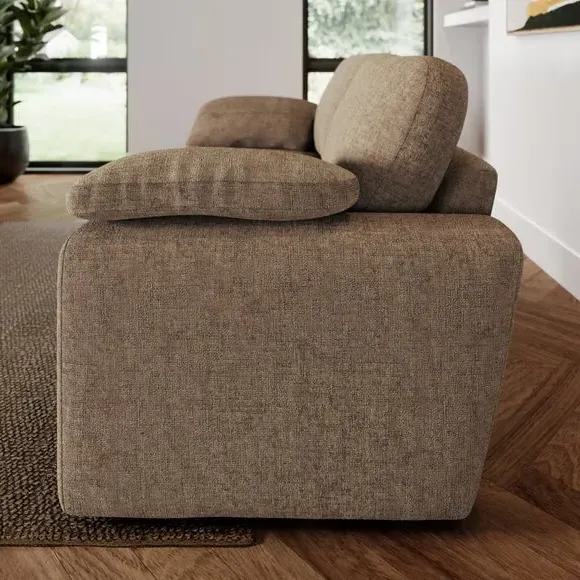 3-Seater Sofa with Feather Arms - Natural, Chenille