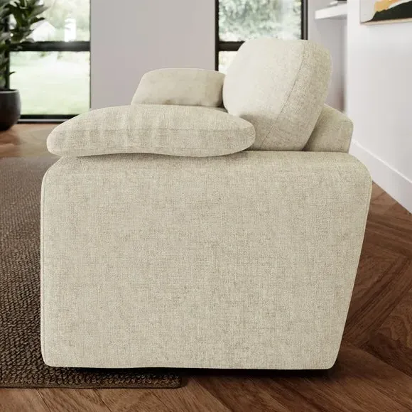 3-Seater Sofa with Feather Arms - Natural, Chenille