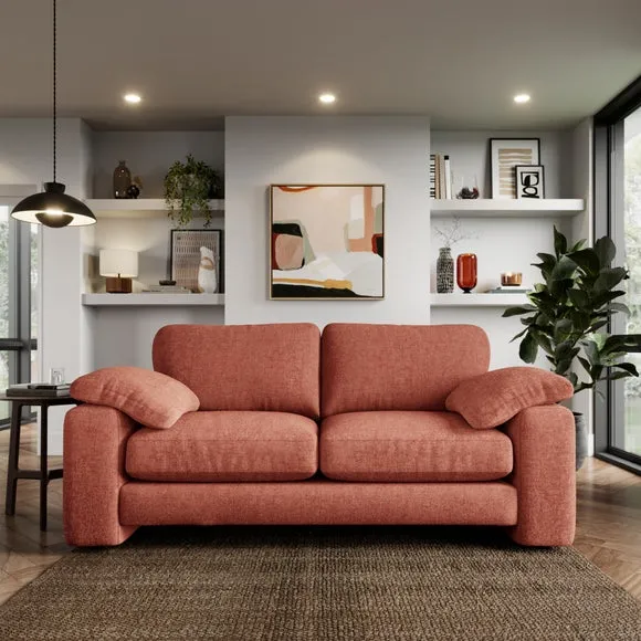 3-Seater Sofa with Feather Arms - Terracotta, Chenille