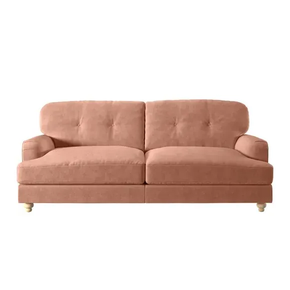 3-Seater Sofa with Fibre Filling - Apricot, Velvet