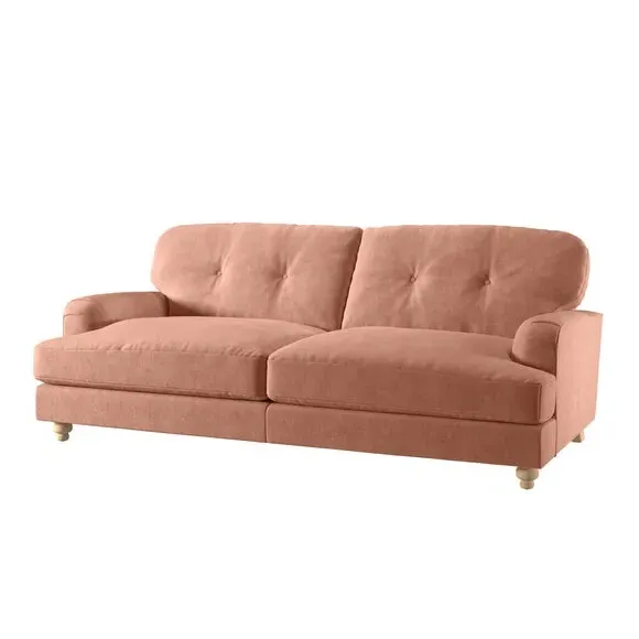 3-Seater Sofa with Fibre Filling - Apricot, Velvet