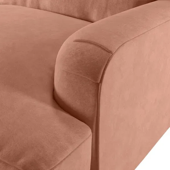 3-Seater Sofa with Fibre Filling - Apricot, Velvet