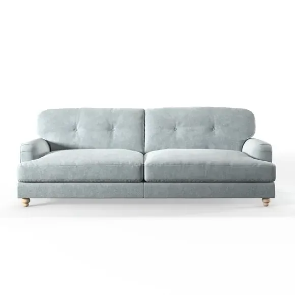 3-Seater Sofa with Fibre Filling - Blue, Velvet