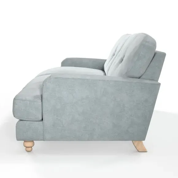 3-Seater Sofa with Fibre Filling - Blue, Velvet