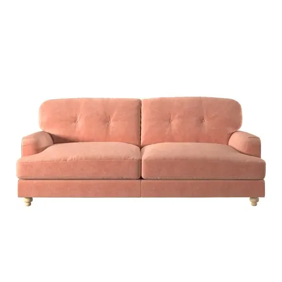 3-Seater Sofa with Fibre Filling - Coral, Velvet