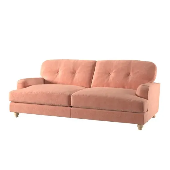 3-Seater Sofa with Fibre Filling - Coral, Velvet