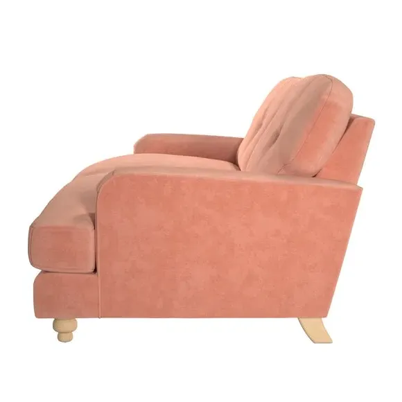 3-Seater Sofa with Fibre Filling - Coral, Velvet