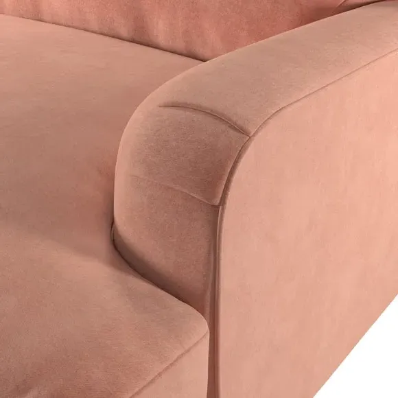 3-Seater Sofa with Fibre Filling - Coral, Velvet