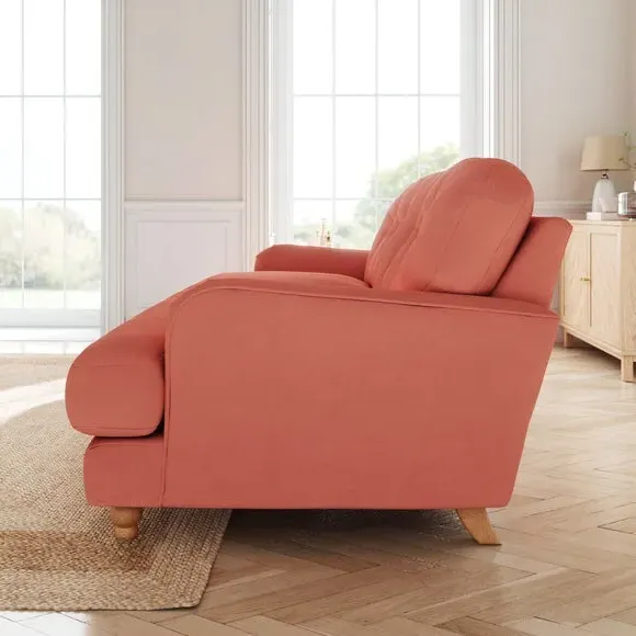 3-Seater Sofa with Fibre Filling - Coral, Velvet