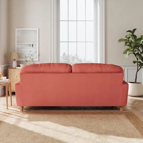 3-Seater Sofa with Fibre Filling - Coral, Velvet