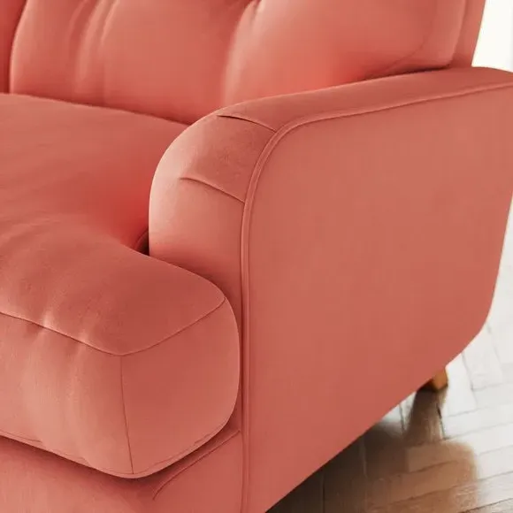 3-Seater Sofa with Fibre Filling - Coral, Velvet