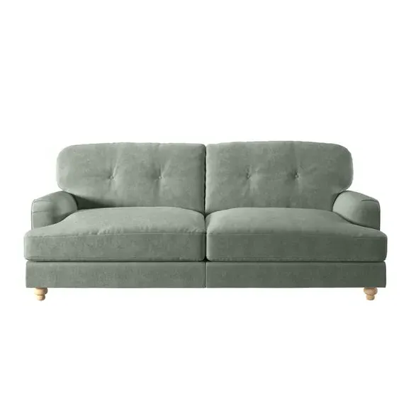 3-Seater Sofa with Fibre Filling - Green, Velvet