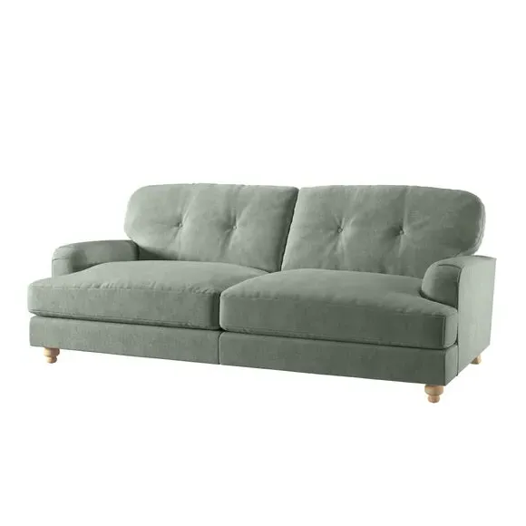 3-Seater Sofa with Fibre Filling - Green, Velvet