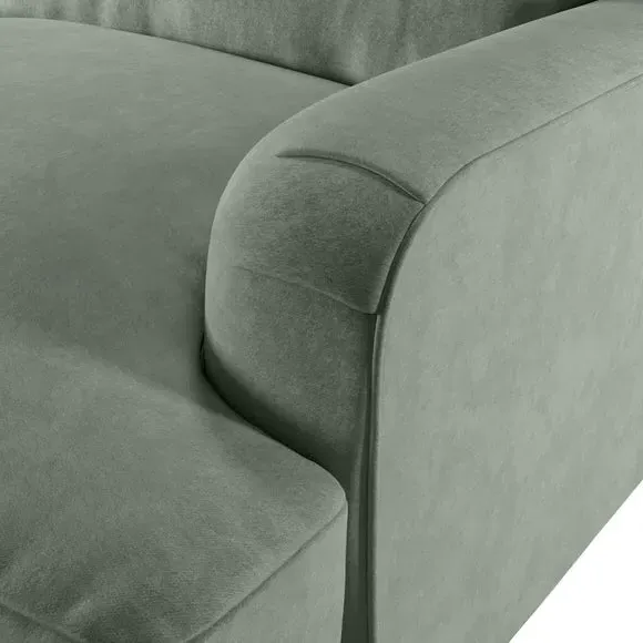3-Seater Sofa with Fibre Filling - Green, Velvet