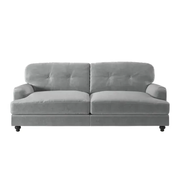 3-Seater Sofa with Fibre Filling - Grey, Velvet
