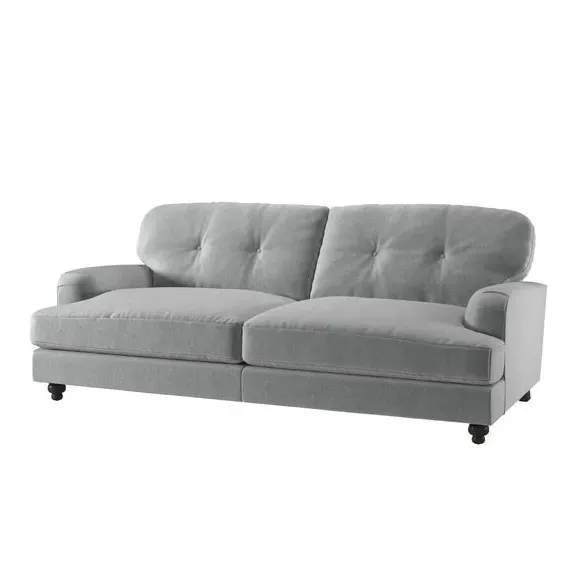 3-Seater Sofa with Fibre Filling - Grey, Velvet