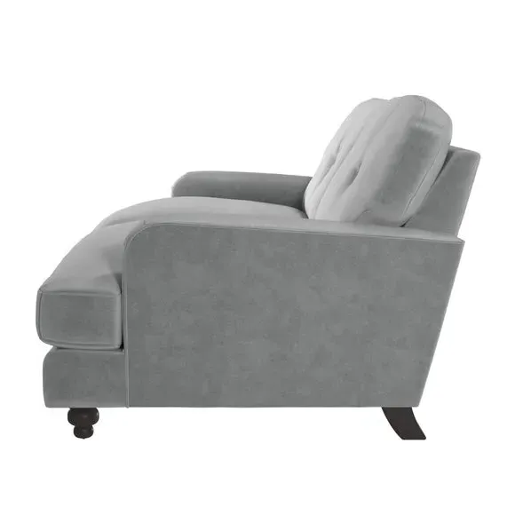 3-Seater Sofa with Fibre Filling - Grey, Velvet