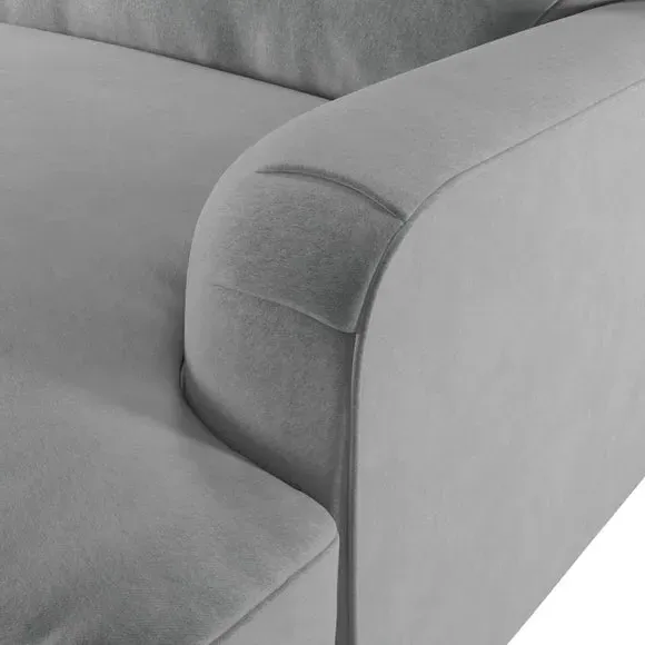 3-Seater Sofa with Fibre Filling - Grey, Velvet