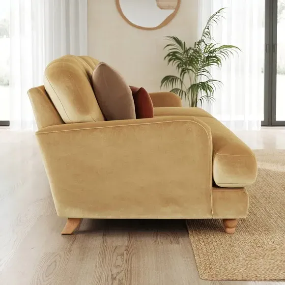3-Seater Sofa with Fibre Filling - Honey, Velvet