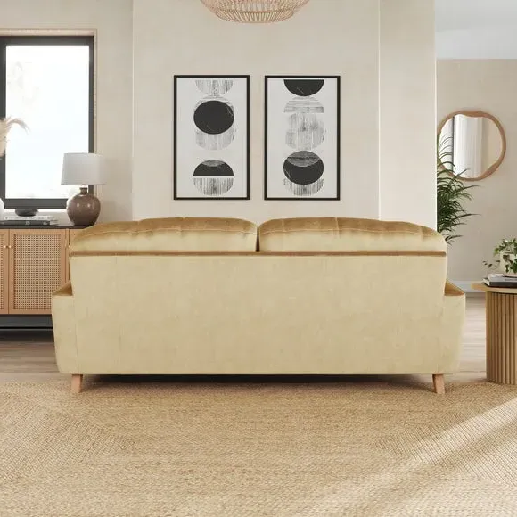 3-Seater Sofa with Fibre Filling - Honey, Velvet