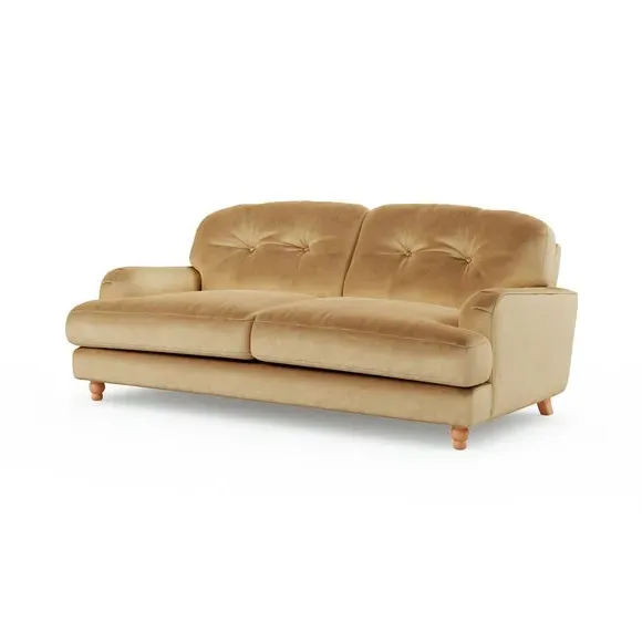 3-Seater Sofa with Fibre Filling - Honey, Velvet