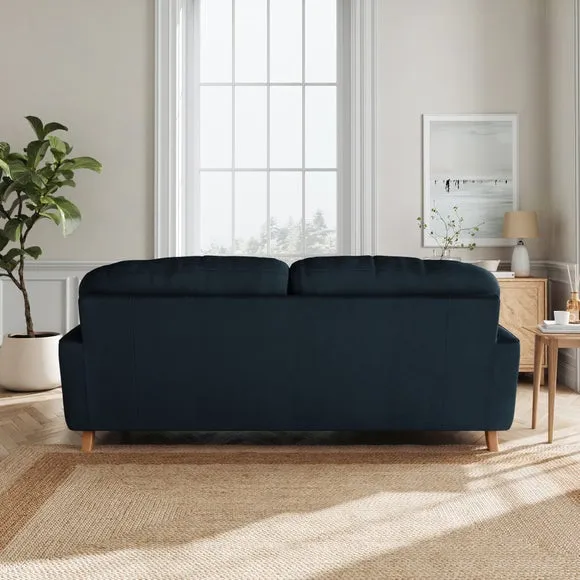 3-Seater Sofa with Fibre Filling - Navy, Velvet