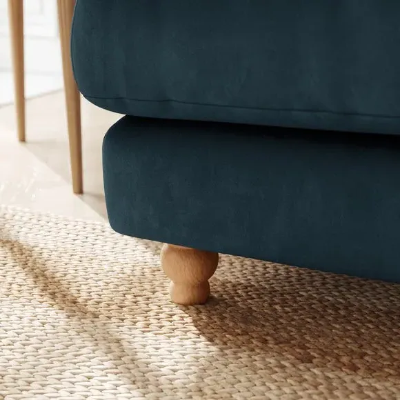 3-Seater Sofa with Fibre Filling - Navy, Velvet