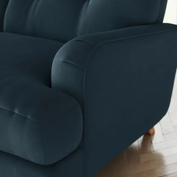 3-Seater Sofa with Fibre Filling - Navy, Velvet