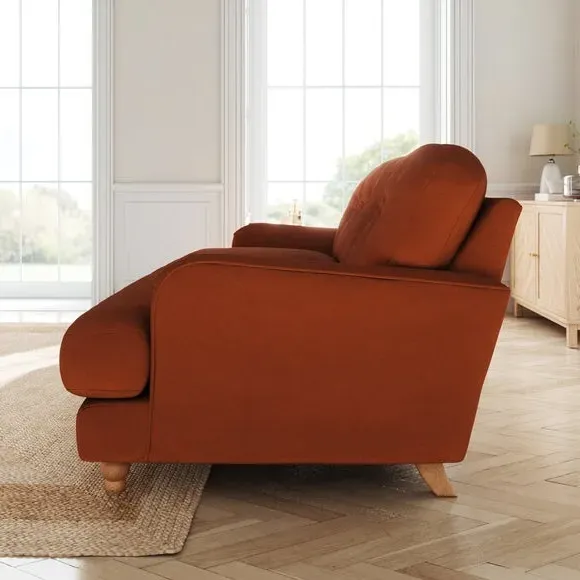 3-Seater Sofa with Fibre Filling - Orange, Velvet