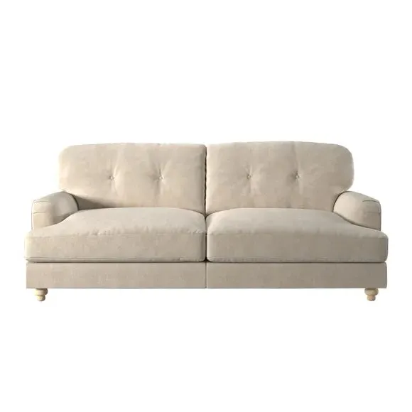 3-Seater Sofa with Fibre Filling - Sand, Velvet