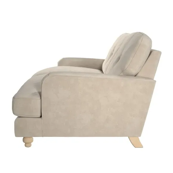 3-Seater Sofa with Fibre Filling - Sand, Velvet