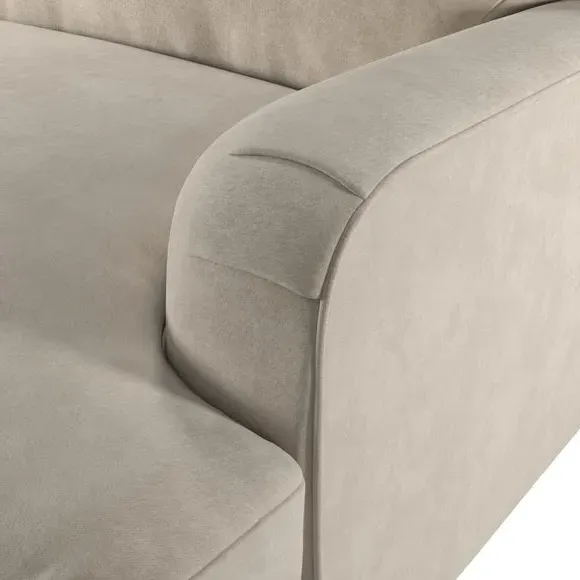 3-Seater Sofa with Fibre Filling - Sand, Velvet