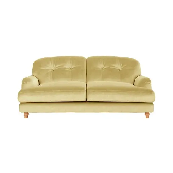 3-Seater Sofa with Fibre Filling - Yellow, Velvet