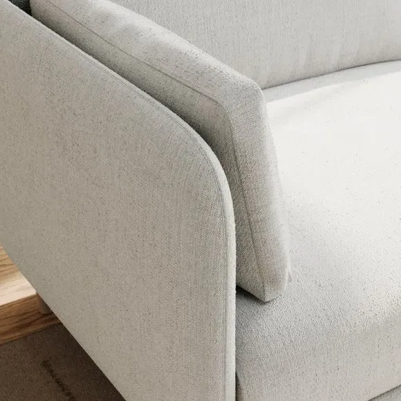 3-Seater Sofa with Fixed Back - Natural, Chenille