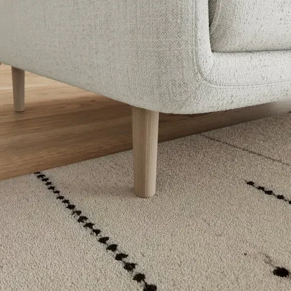 3-Seater Sofa with Fixed Back - Natural, Chenille