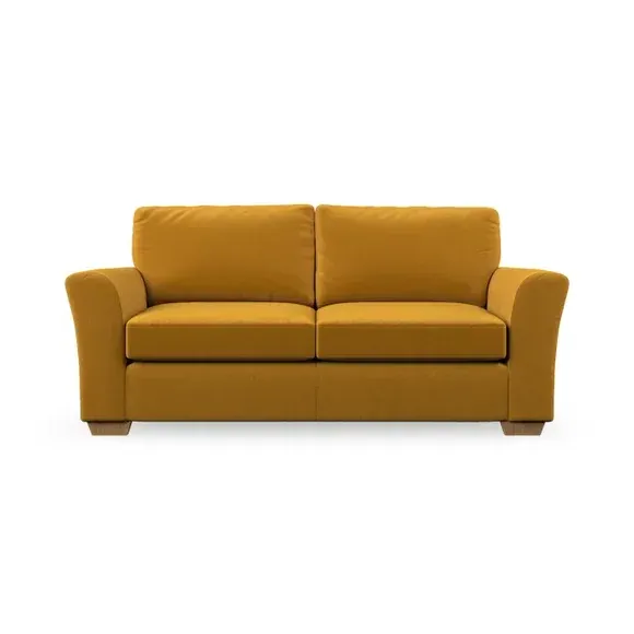 3-Seater Sofa with Flared Arms - Amber Gold, Velvet