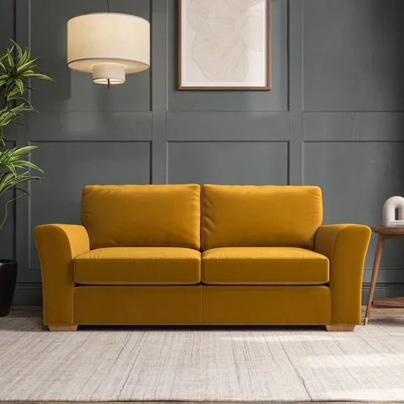3-Seater Sofa with Flared Arms - Amber Gold, Velvet image