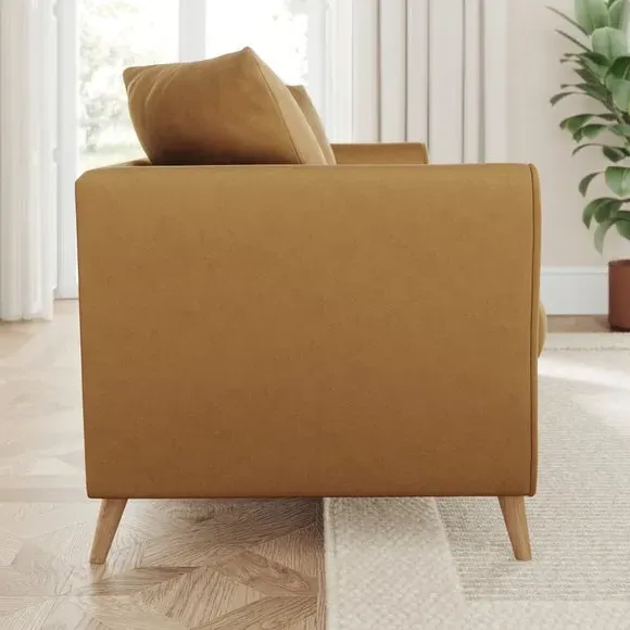 3-Seater Sofa with Flared Arms - Caramel, Velvet
