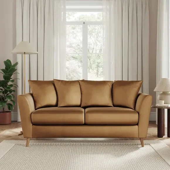 3-Seater Sofa with Flared Arms - Caramel, Velvet image