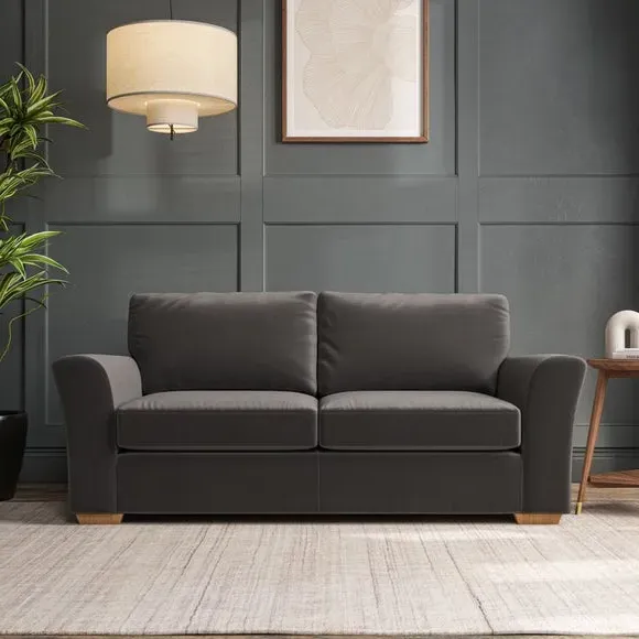 3-Seater Sofa with Flared Arms - Charcoal, Velvet