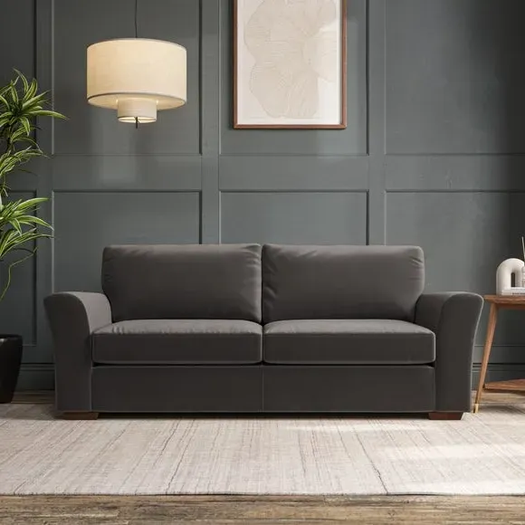 3-Seater Sofa with Flared Arms - Charcoal, Velvet image