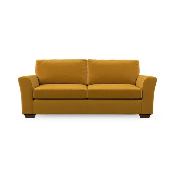 3-Seater Sofa with Flared Arms - Gold, Velvet