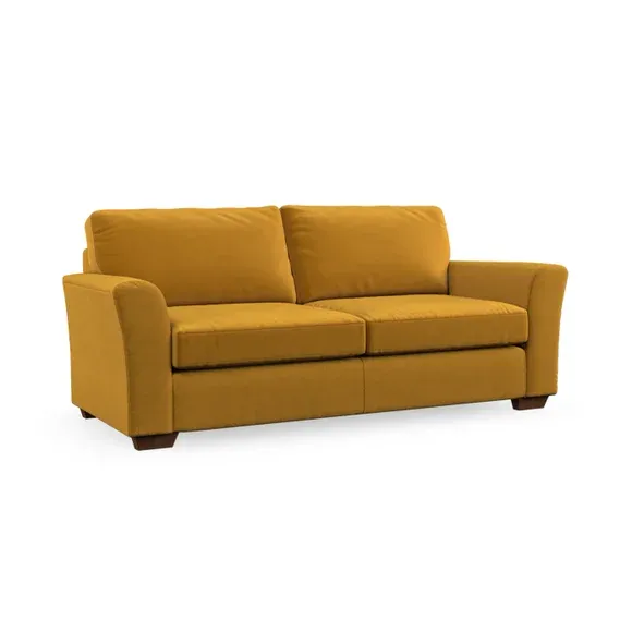 3-Seater Sofa with Flared Arms - Gold, Velvet