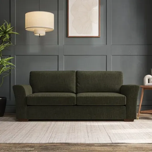 3-Seater Sofa with Flared Arms - Green, Chenille