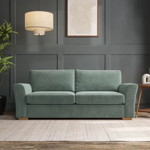 3-Seater Sofa with Flared Arms - Green, Velvet