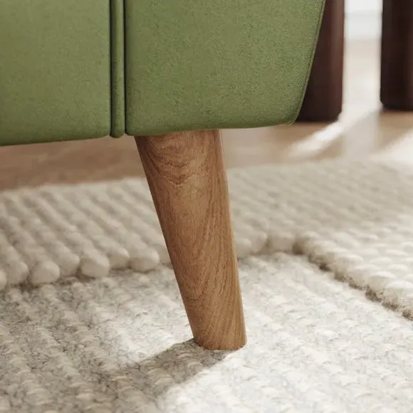 3-Seater Sofa with Flared Arms - Light Olive, Velvet