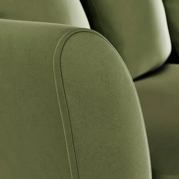3-Seater Sofa with Flared Arms - Light Olive, Velvet