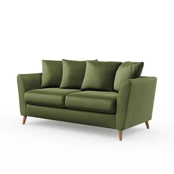 3-Seater Sofa with Flared Arms - Light Olive, Velvet